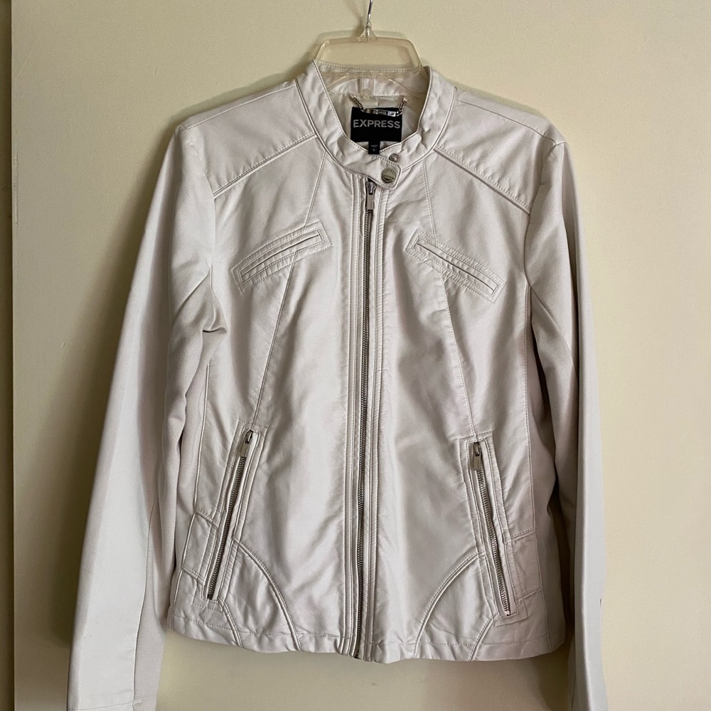 White vegan leather express jacket